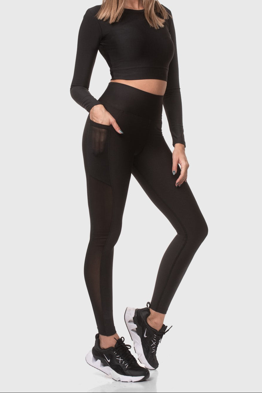 GHENT - Pocket Mesh Detail Sports Leggings