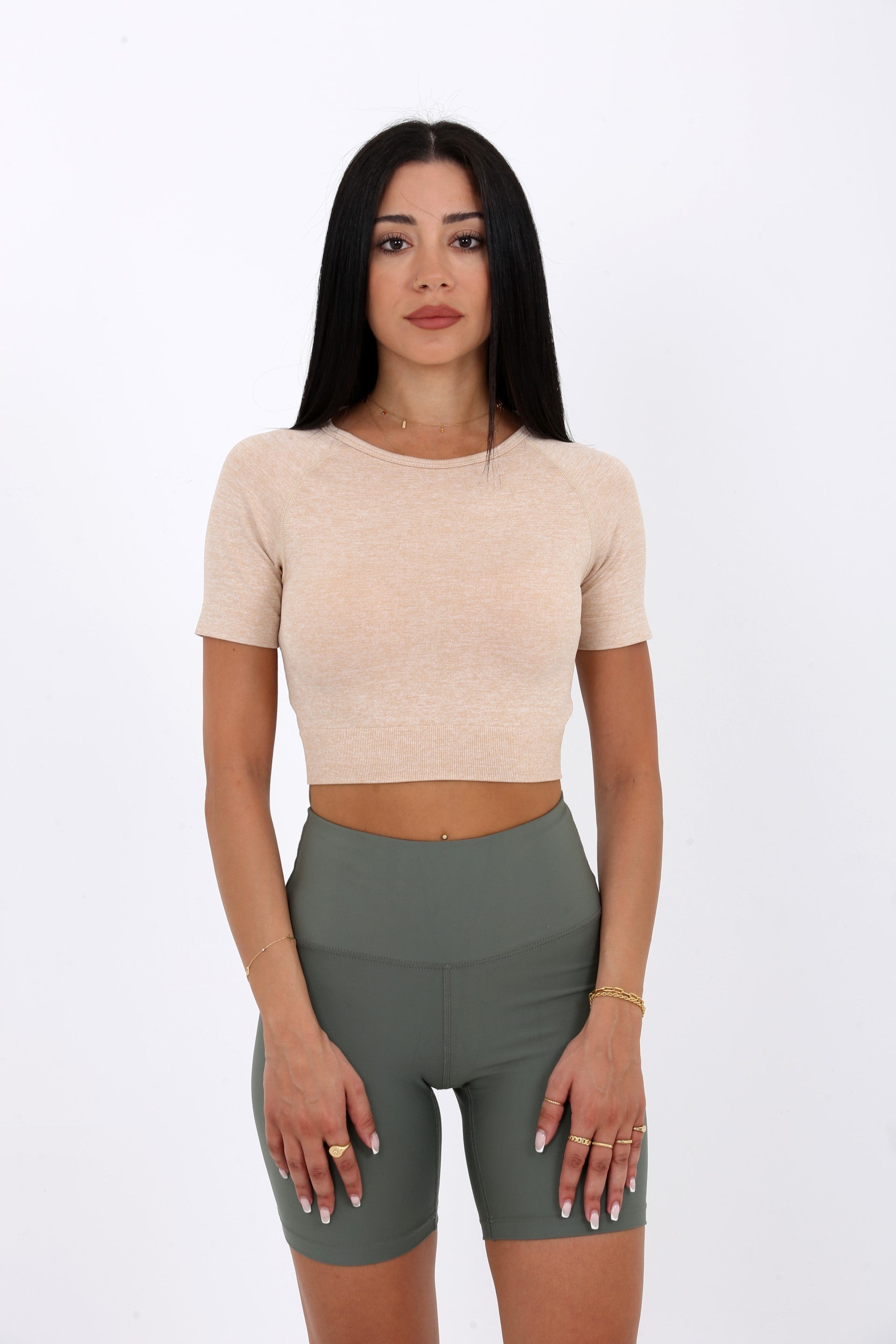 VENICE - Seamless Short Sleeve Sports Crop Top