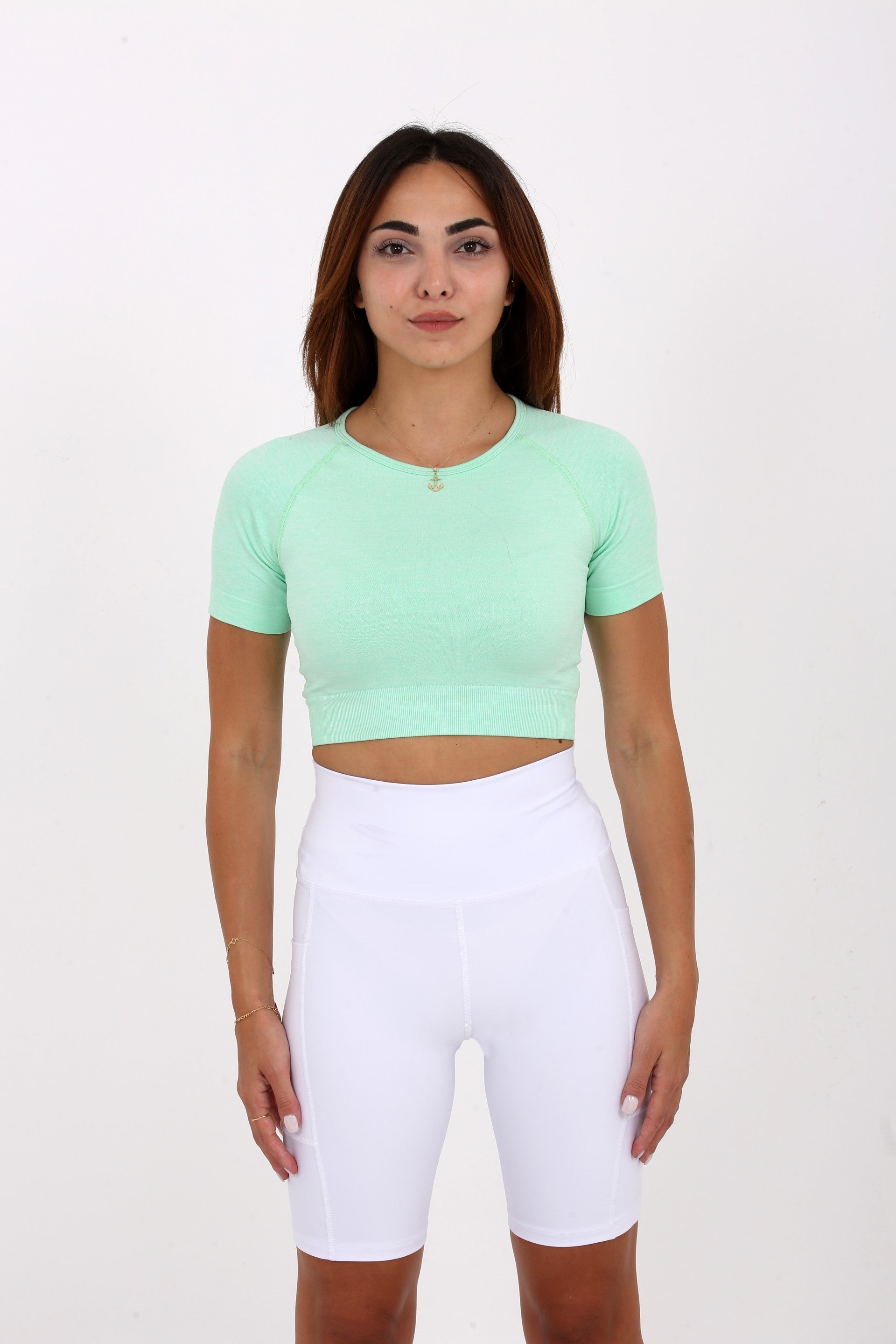 VENICE - Seamless Short Sleeve Sports Crop Top